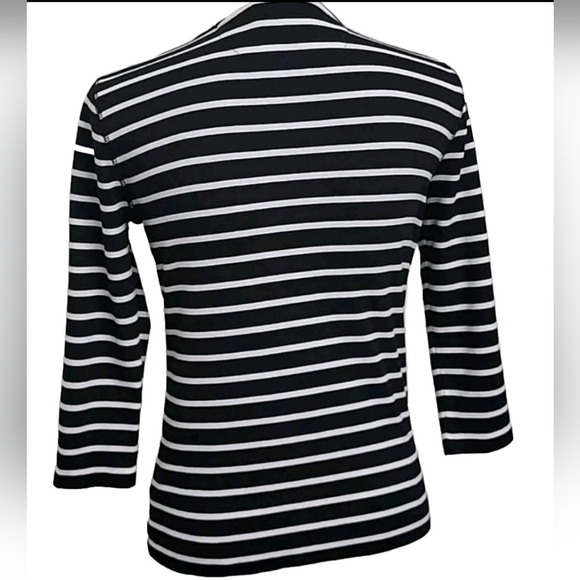 Lauren Ralph Lauren ClassicTee 3/4 Sleeve Pullover Striped Top Navy/White Size S - Picture 2 of 6